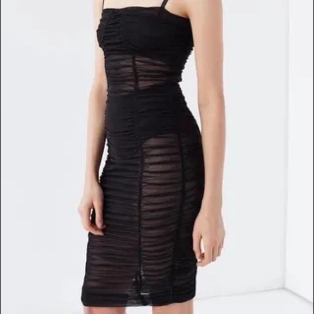 i am gia ruched midi sheer dress
